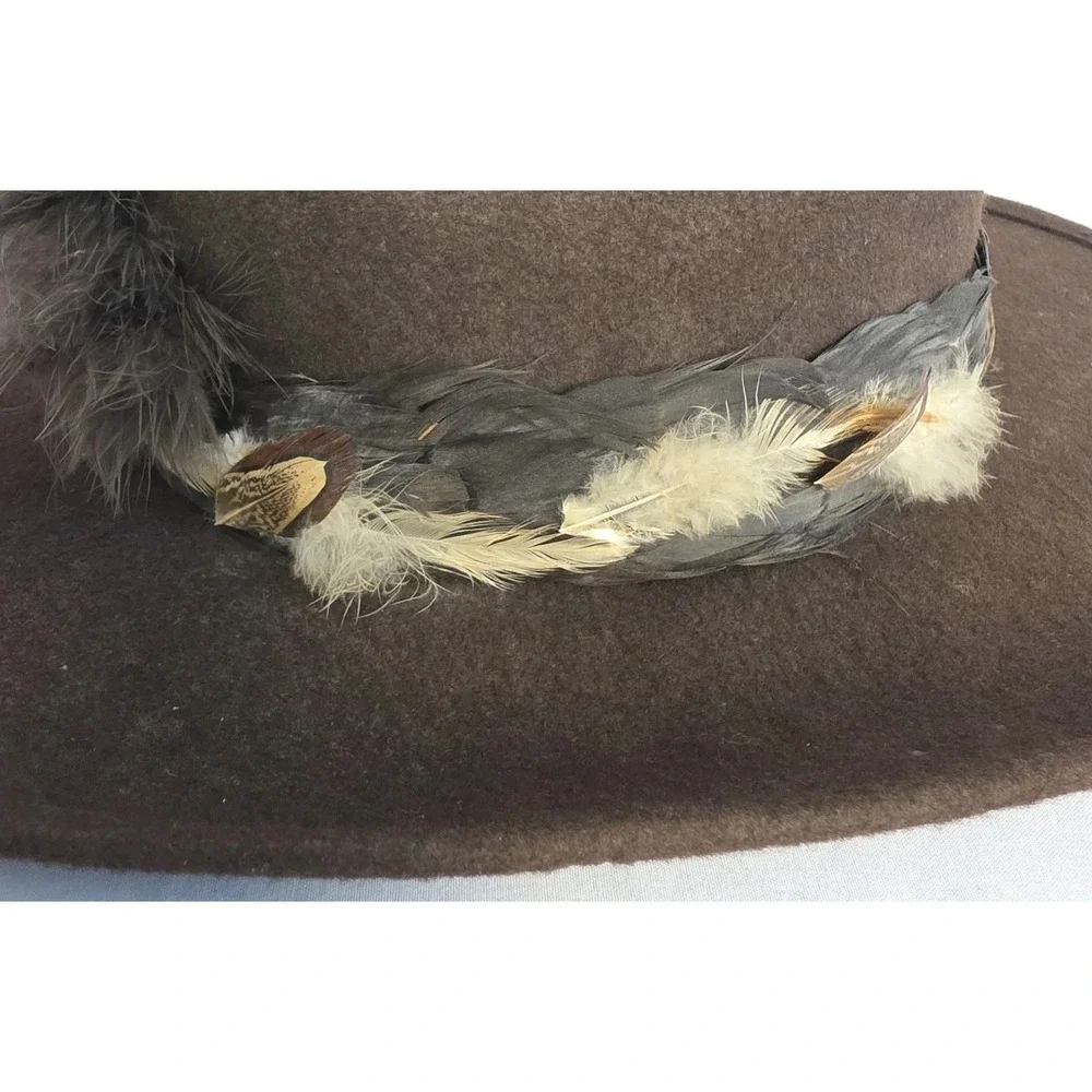 Bailey Teton Brown 7 3/8  Western Cowboy Hat USA Made 100% Wool Feather‎ Band